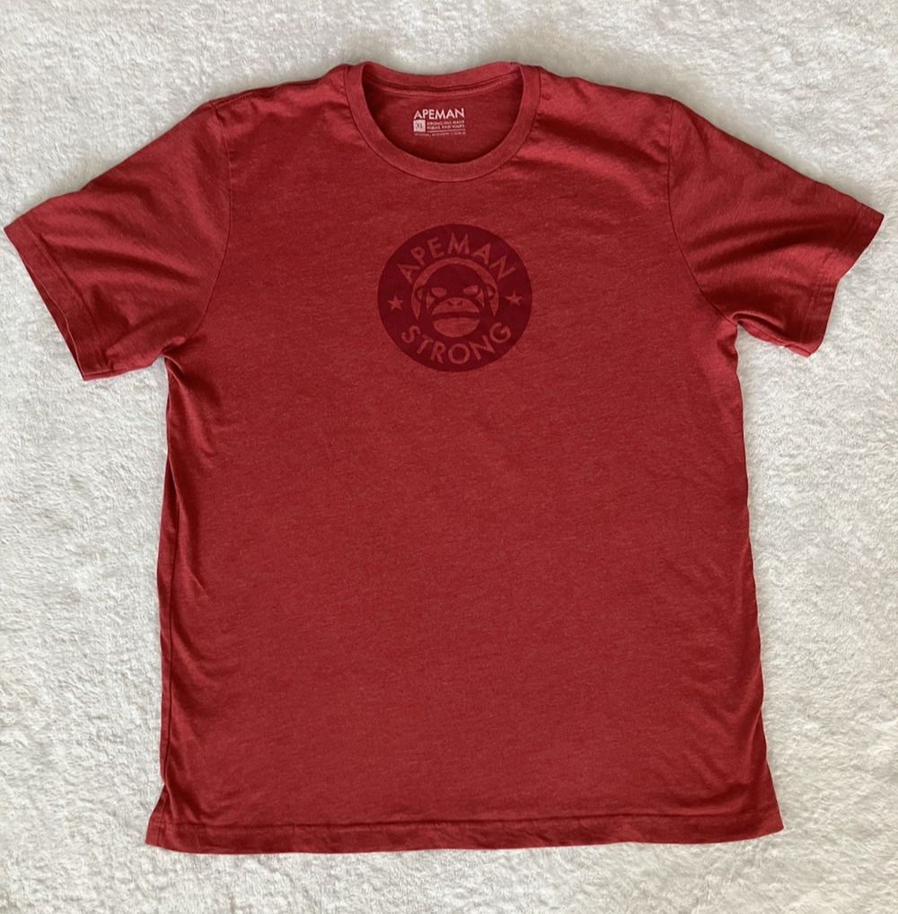 APEMAN STRONG Men's Shirt Short Sleeve Pinkish Red Logo APE Activewear SZ XL
